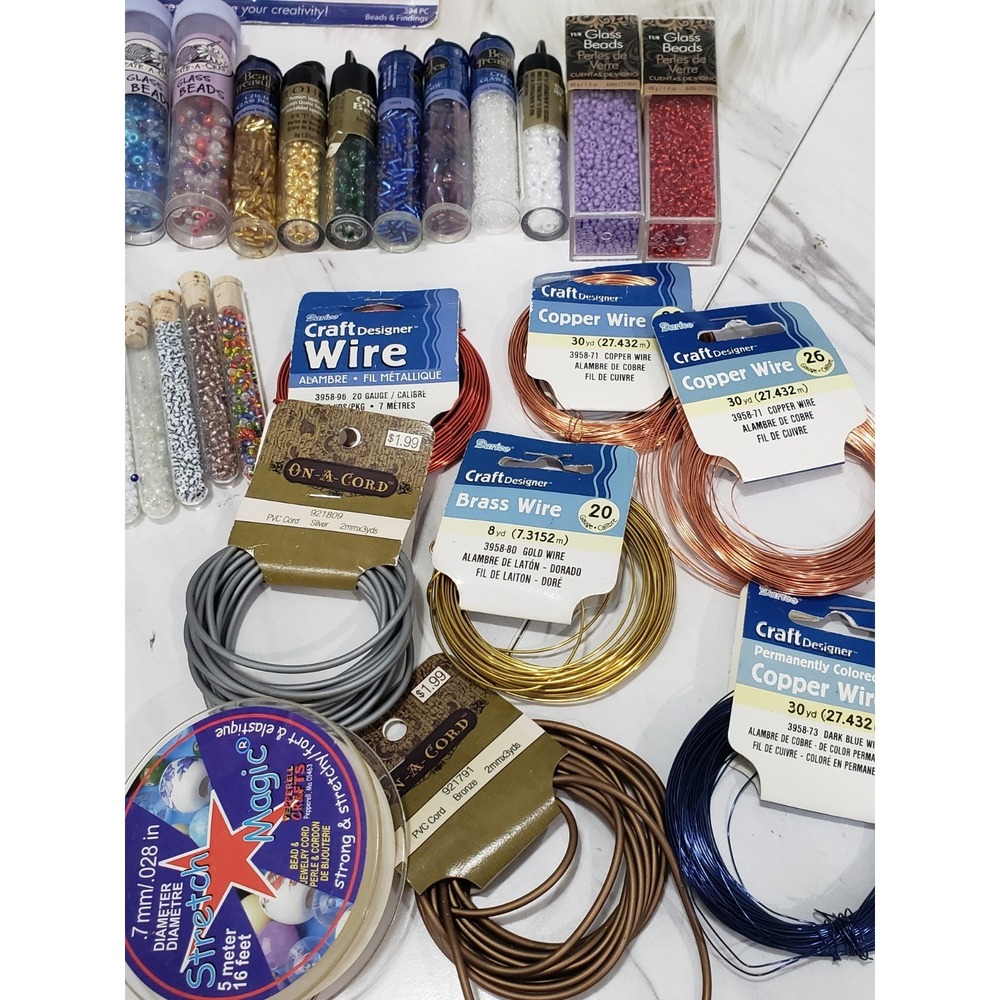 LARGE GLASS SEAD BEAD LOT Czech Japanese Blue Moon Craft Wire Jewelry cord - Picture 13 of 16